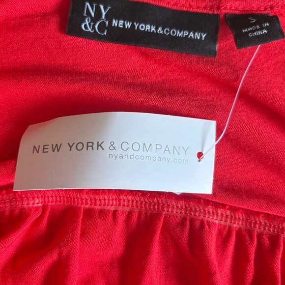 NWT NY & C Woman’s Small Red Off The Shoulder Ruffled Tank Top With Cute Accents - Picture 7 of 7